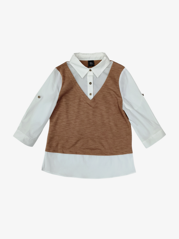 ASA LAYERED KNIT VEST SHIRT (TB46982)