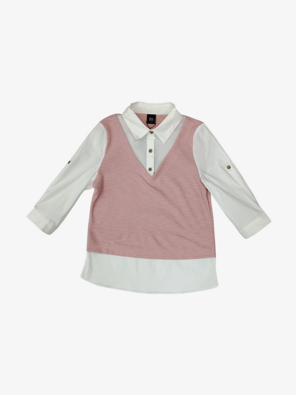 ASA LAYERED KNIT VEST SHIRT (TB46982)