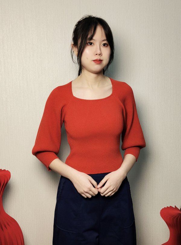 MILA AMBER PUFF SLEEVE KNIT TOP (KB30563)