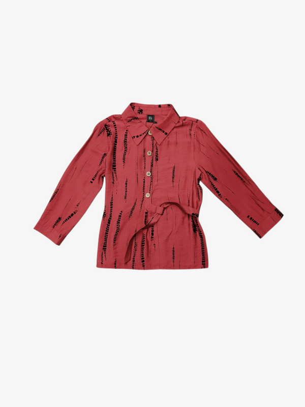 MINA TEXTURED BELTED SHIRT TOP (BB75869)