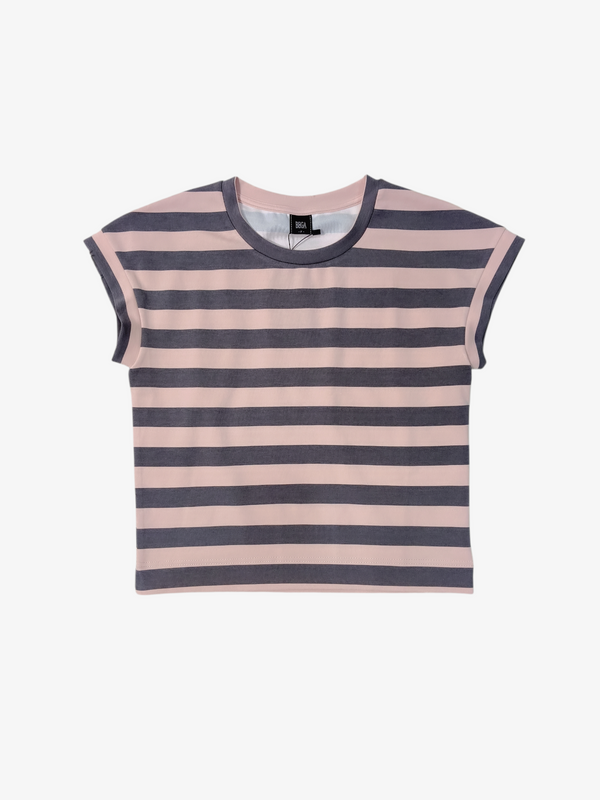 ABBY BLUSH & ASH STRIPED TOP (TS47452)