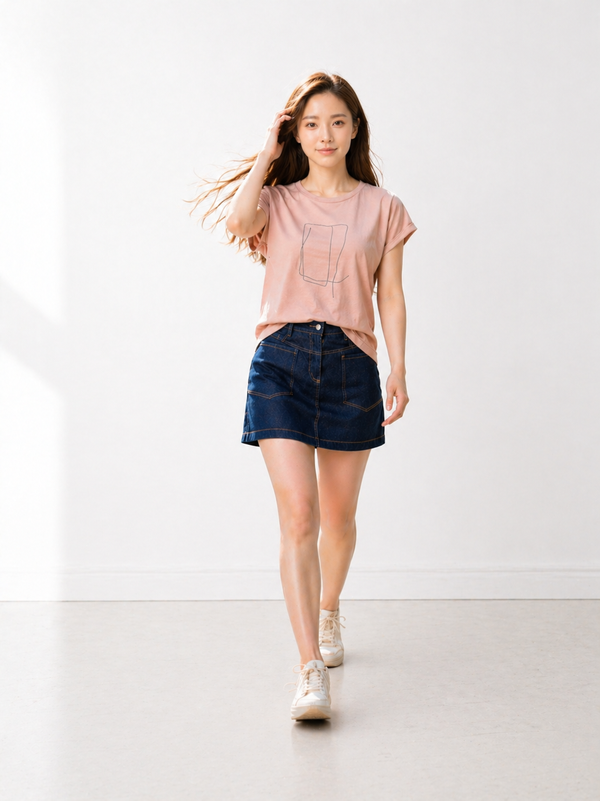 SAMI MINIAML SKETCH TEE (VB-TS47478)(LIGHT PEACH)