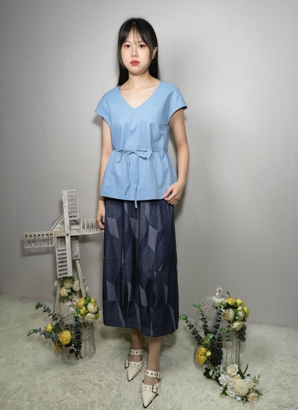 ADA SOFT V-NECK DRAWSTRANG WAIST BLOUSE (N-BC75884)