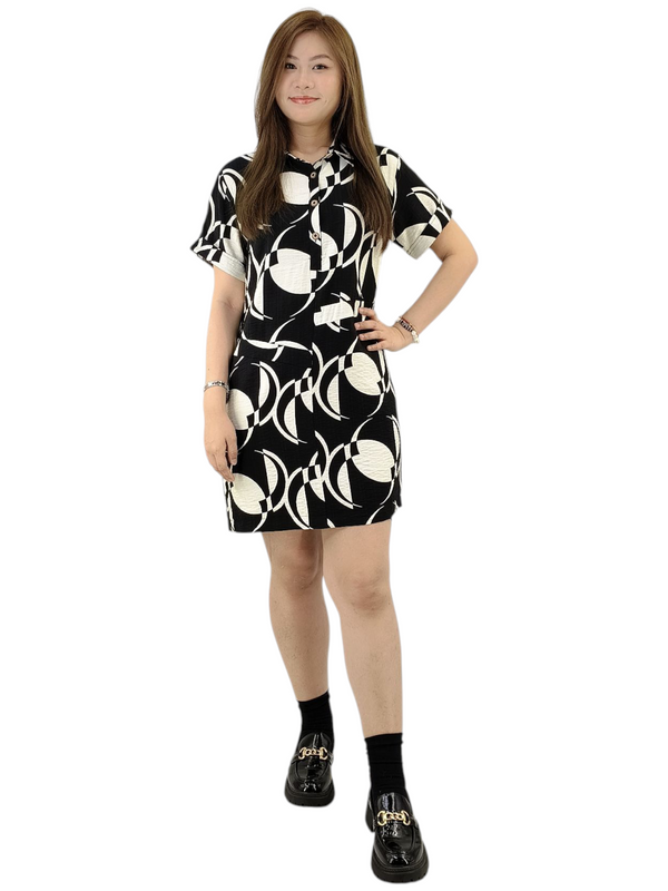 SAMARA ABSTRACT PRINT SHIRT DRESS (N-DRS75714)