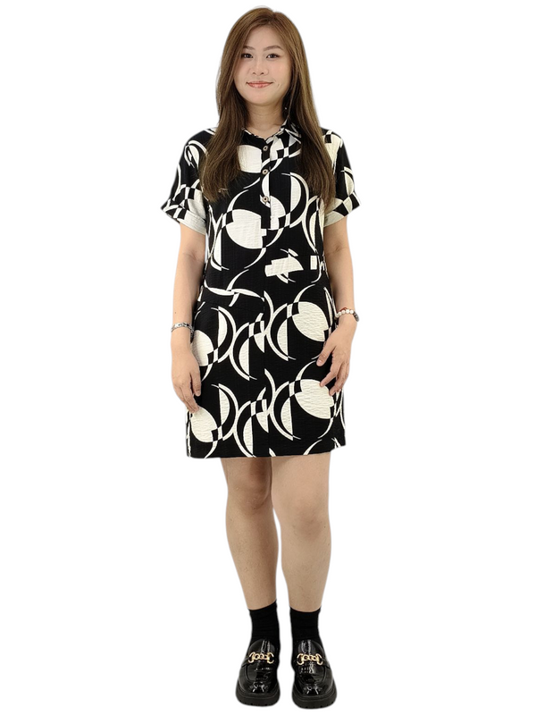 SAMARA ABSTRACT PRINT SHIRT DRESS (N-DRS75714)