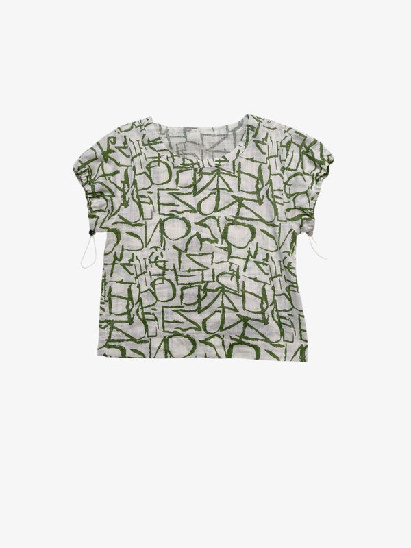SHREYA DRAWSTRING SLEEVE PRINT TOP (VB-BS75855)
