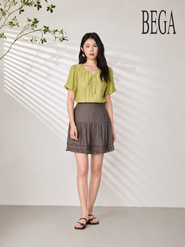 LAUREN WILLOW TIE-NECK BLOUSE (V-BS75887)