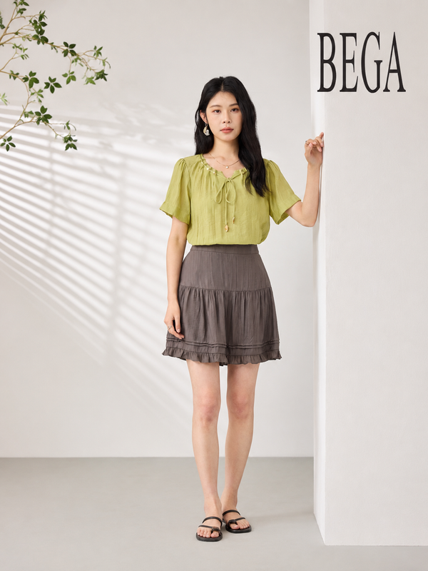 LAUREN WILLOW TIE-NECK BLOUSE (V-BS75887)