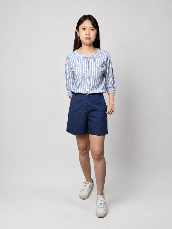MIMI TEXTURED HIGH WAIST TAILORED SHORTS (N-PS41494)