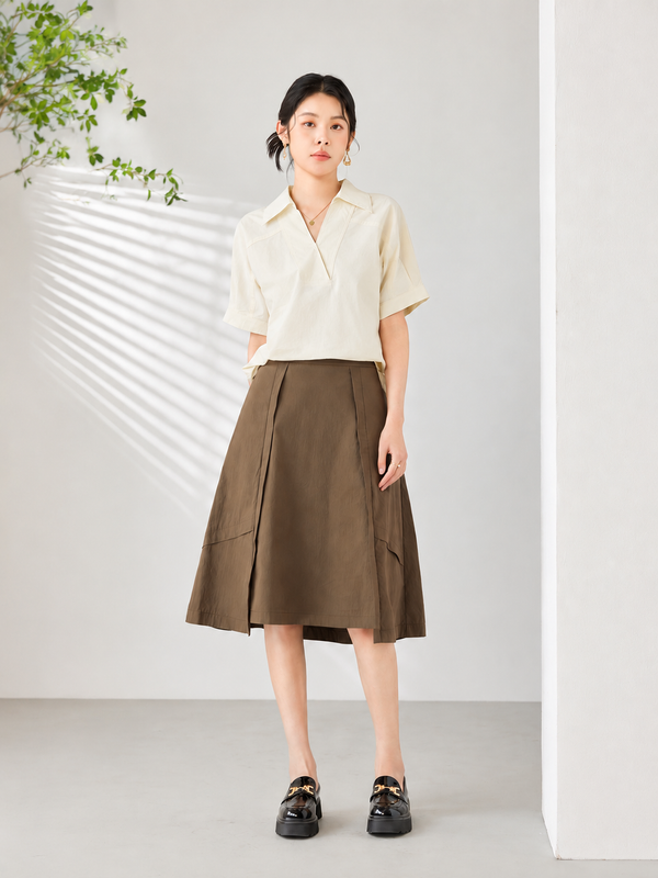 ROBIN LAYERED PANEL A-LINE SKIRT (N-SKM56775)