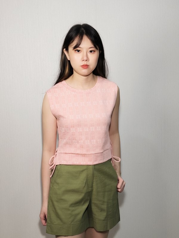 MIMI TEXTURED HIGH WAIST TAILORED SHORTS (N-PS41494)