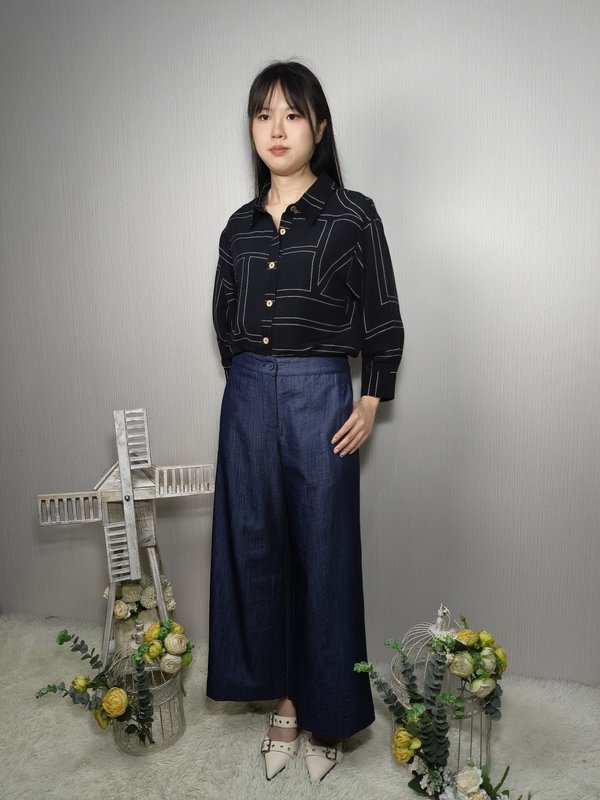 AYA TEXTURED WIDE LEG PANTS (N-P41491)