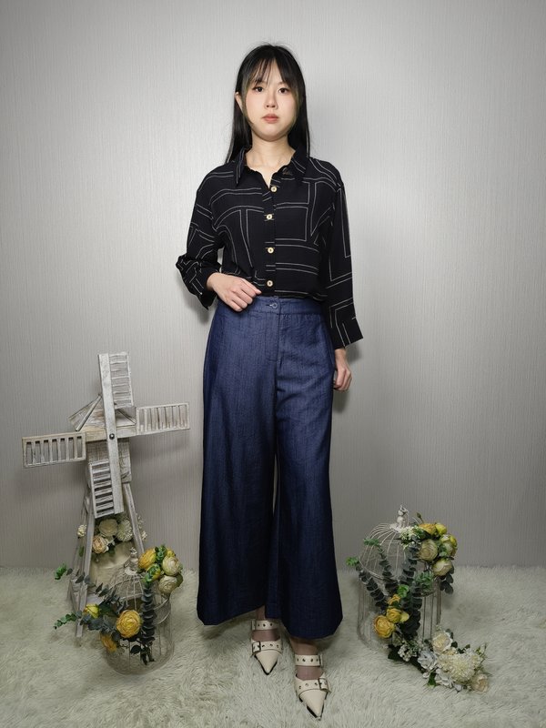 AYA TEXTURED WIDE LEG PANTS (N-P41491)