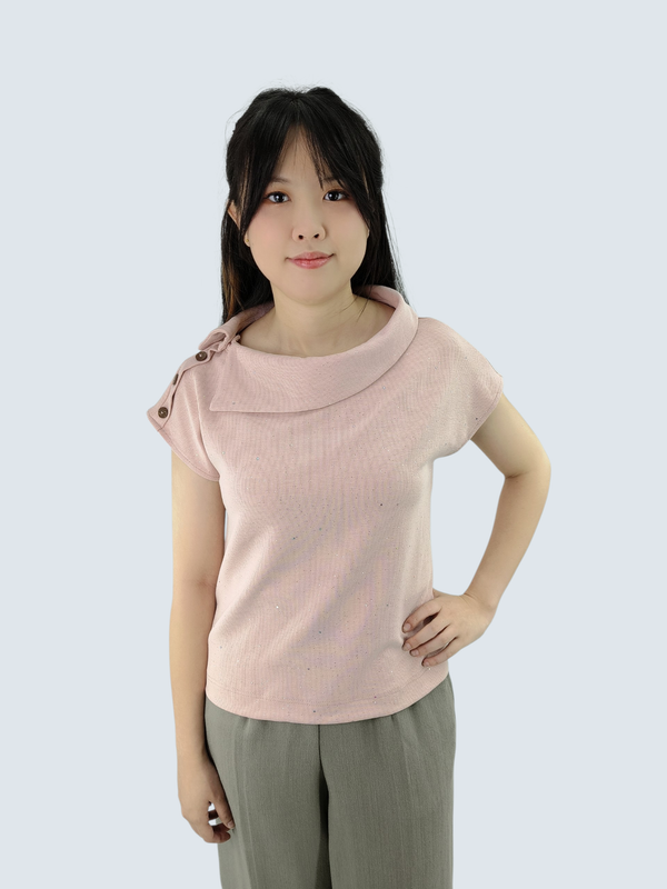ADE SHIMMER HIGH NECK KNIT TOP (V-TC47403)