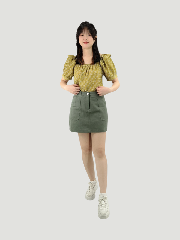 SELINA FLORAL RUFFLE SLEEVE TOP (O-BS75749)