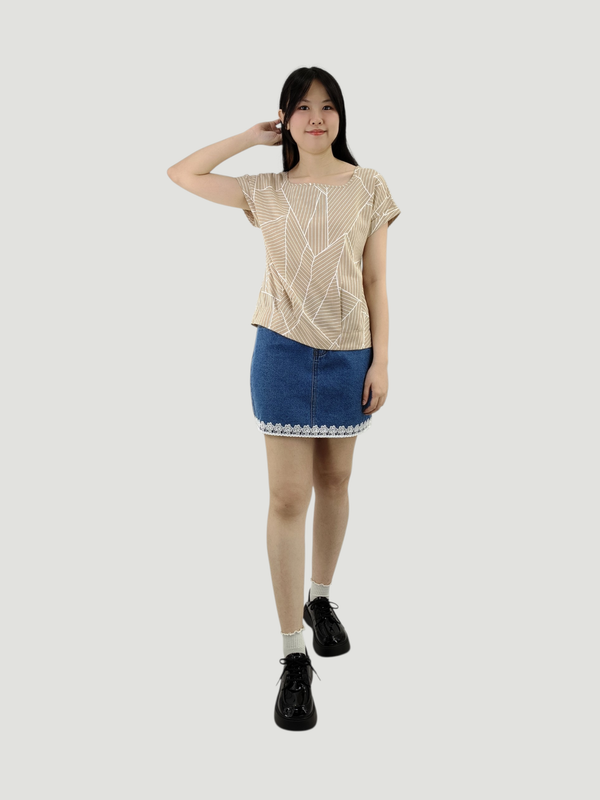 JOEY LACE TRIM DENIM MINI SKIRT (O-JSK62211)
