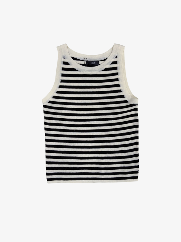 BERRY ESSENTIAL KNIT STRIPE TANK TOP (V-KV35467)