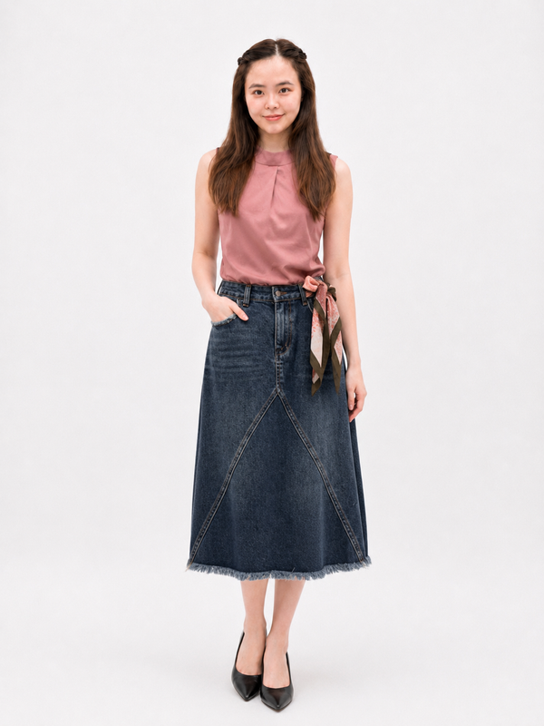 BETH MOCK NECK SLEEVELESS BLOUSE (V-BV75922)