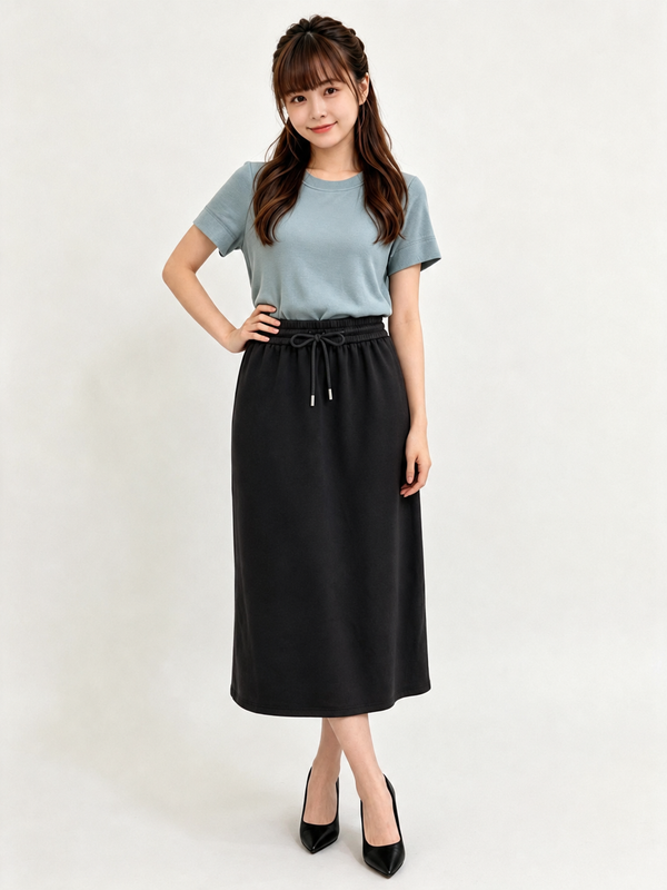 CASS RELAXED DRAWSTRING MAXI SKIRT (V-SKM75933)