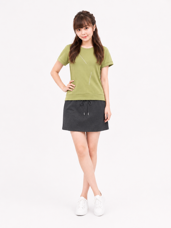 ANITA ASYMMETRIC STITCH DETAIL TOP (V-TS47529)