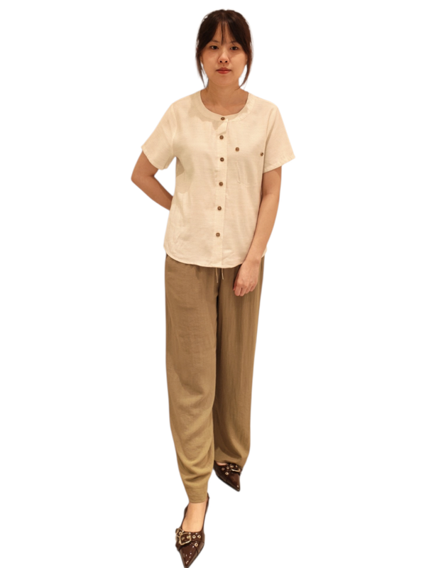 LUISA ROUNDE NECK BUTTON FRONT TOP (N-BS75937)
