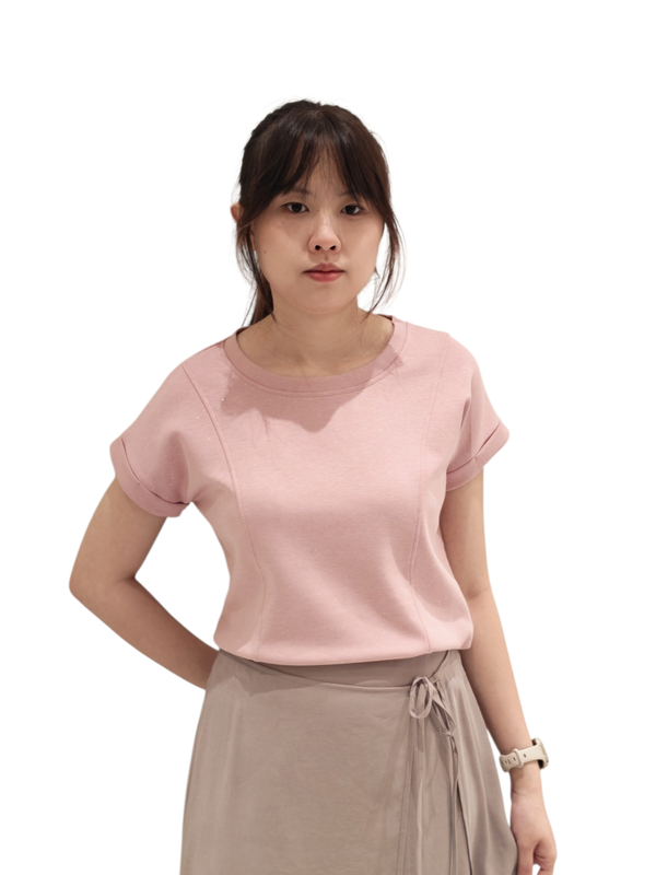 BELLA SHIMMER DETAIL CASUAL TOP (V-TS47553)