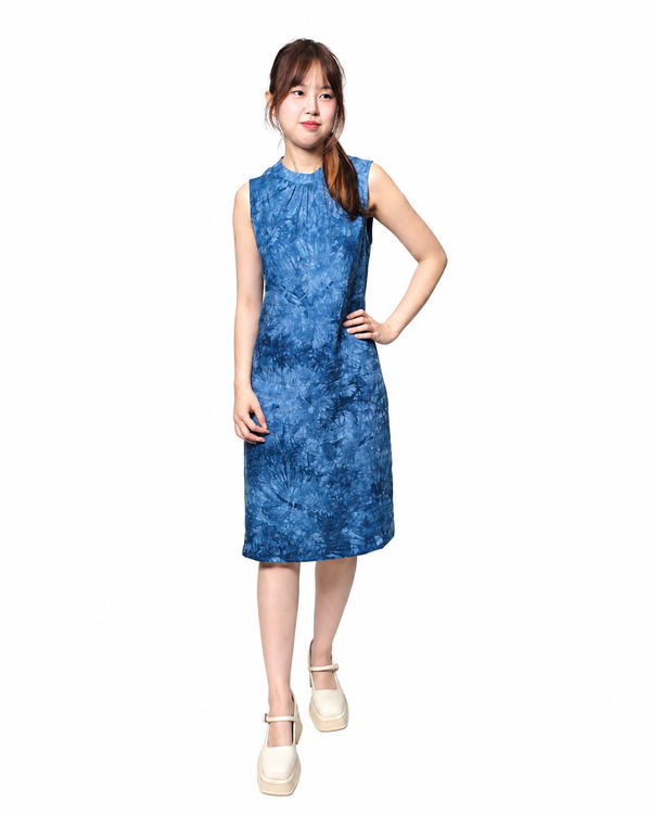 RICO BLUE MIST SLEEVELESS DRESS (N-DRV75983）
