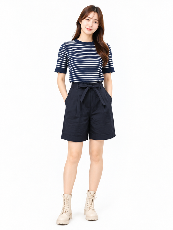LILY COASTAL STRIPE KNIT TOP (V-KS35508)