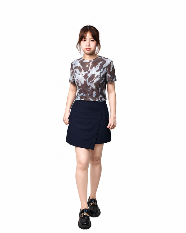 TOBY ABSTRACT TIE-DYE ROUND NECK TOP (V-TS47557)