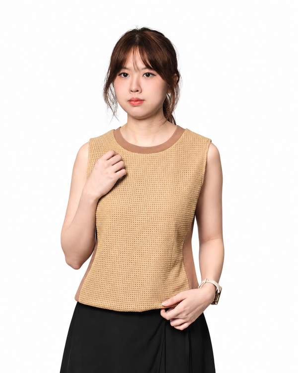 QUINN TEXTURED PANEL SLEEVELESS TOP (V-TV47567)
