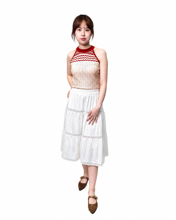 ZANE TIRED LACE MIDI SKIRT (N-SKM56792)