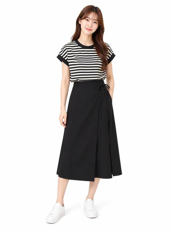 SANA STRIPED CAP SLEEVE TOP (V-TC47560)