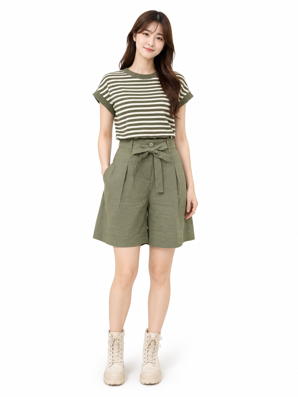 SANA STRIPED CAP SLEEVE TOP (V-TC47560)