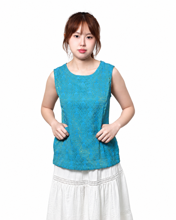 STELLA FLORAL JACQUARD SLEEVELESS TOP (N-BV75978)