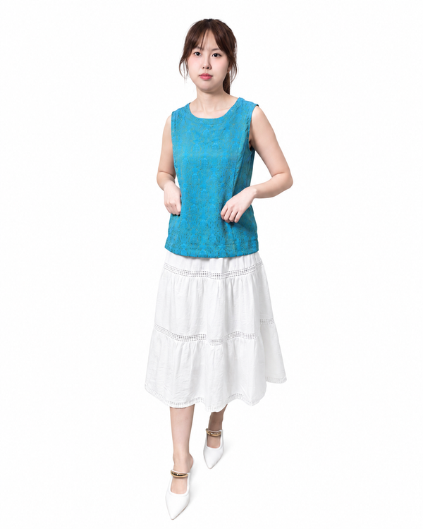 STELLA FLORAL JACQUARD SLEEVELESS TOP (N-BV75978)