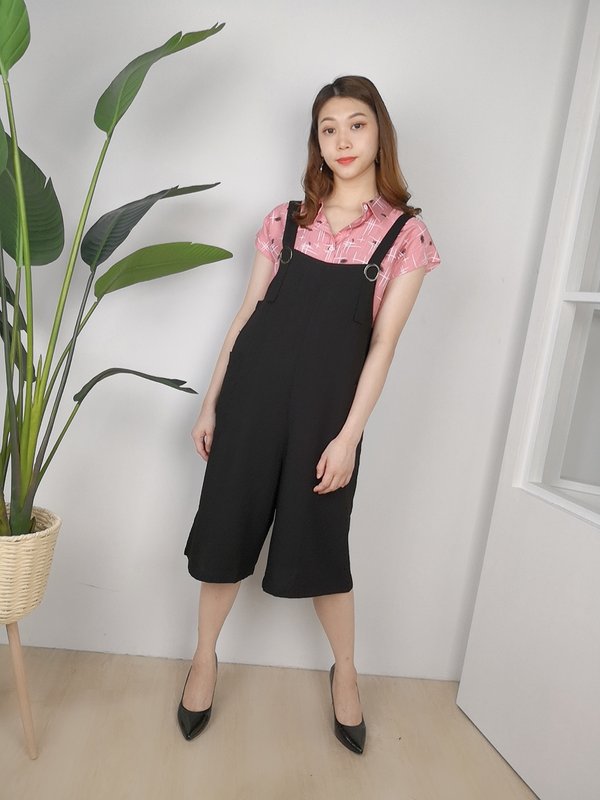 LIBBY SOLID POCKET FRONT OVERALL JUMPSUIT WITHOUT TEE (BLACK)